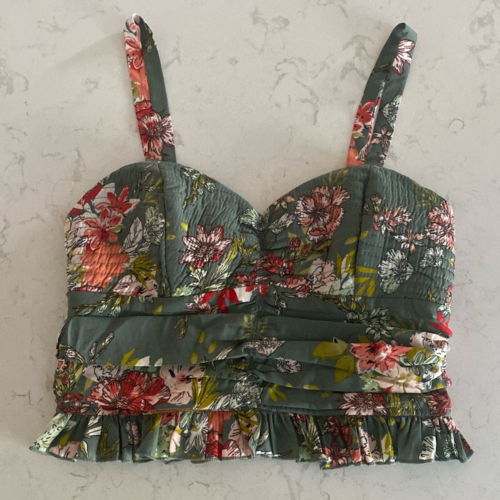 BOG Collective Floral Print Crop Top - Size Medium